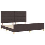 vidaXL Cadru de pat cu headboard Maro închis 200 x 200 cm țesătură