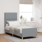 vidaXL Cadru de pat cu headboard Gri deschis 80 x 200 cm țesătură vidaXL Cadru de pat cu headboard Gri deschis 80 x 200 cm țesătură