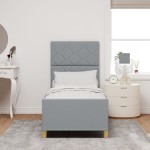 vidaXL Cadru de pat cu headboard Gri deschis 80 x 200 cm țesătură vidaXL Cadru de pat cu headboard Gri deschis 80 x 200 cm țesătură