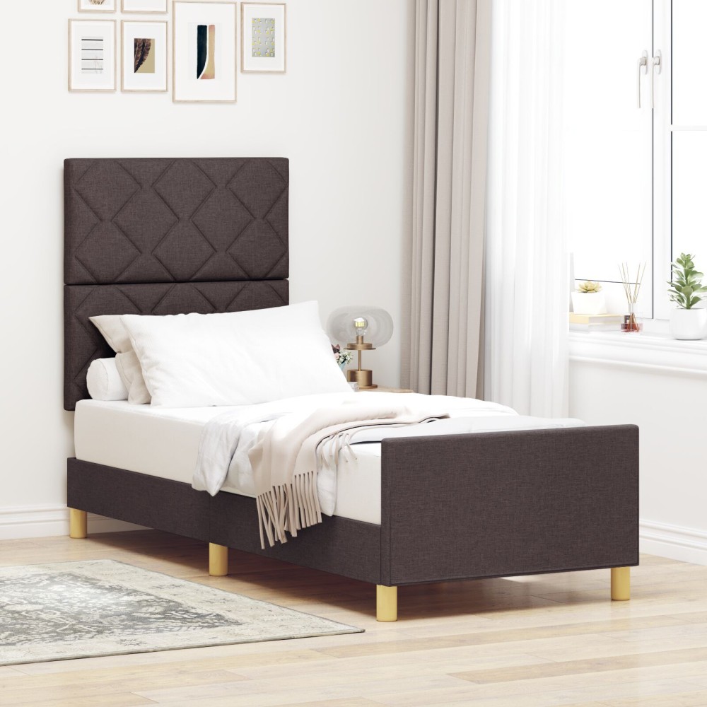 vidaXL Cadru de pat cu headboard Maro închis 80 x 200 cm țesătură