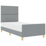 Cadru de pat vidaXL Gri deschis 90x190 cm din material textil Cadru de pat vidaXL Gri deschis 90x190 cm din material textil