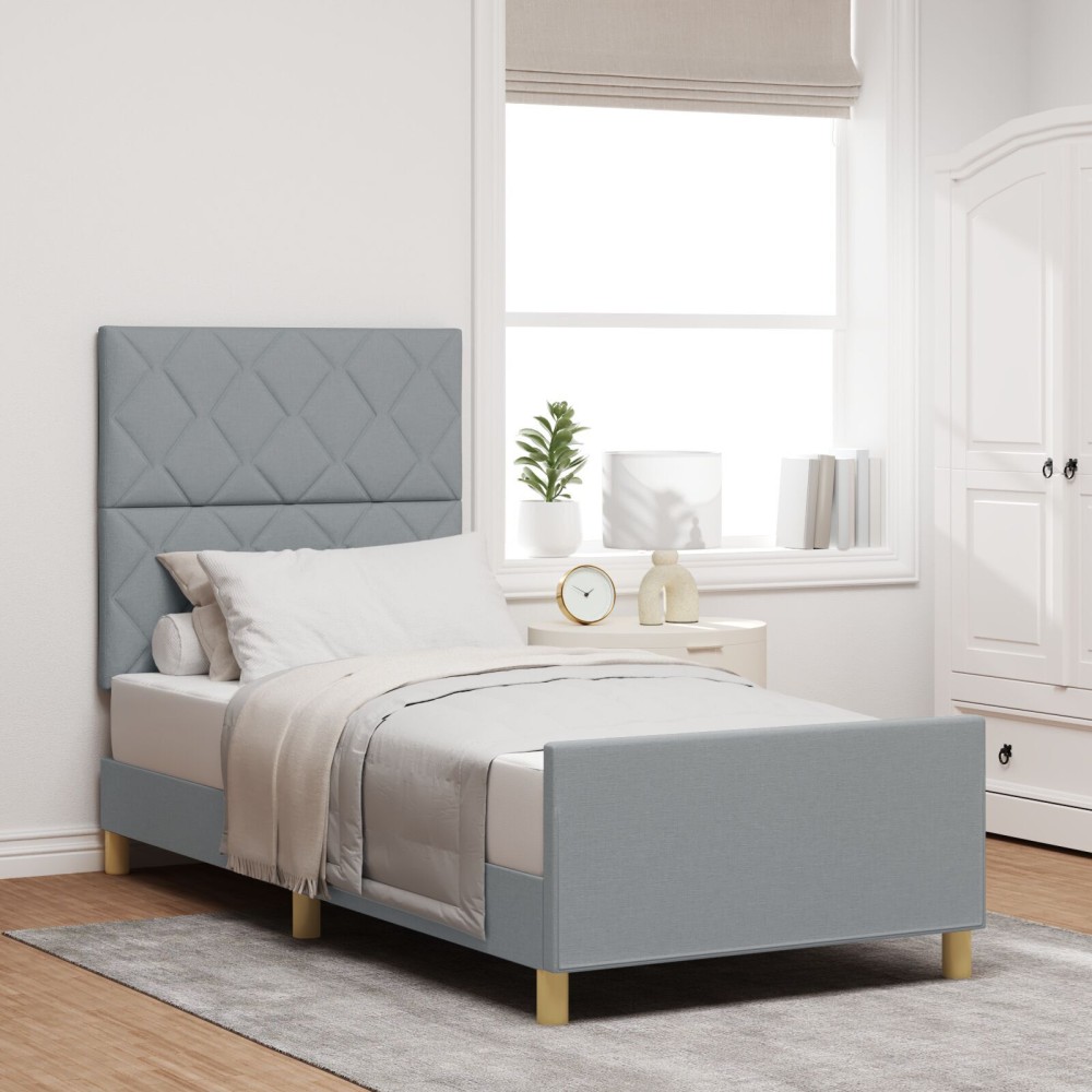 Cadru de pat vidaXL Gri deschis 90x190 cm din material textil