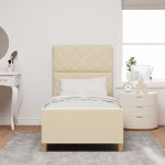 vidaXL Cadru de pat cu headboard Crem 90 x 190 cm țesătură vidaXL Cadru de pat cu headboard Crem 90 x 190 cm țesătură