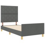 vidaXL Cadru de pat cu headboard Gri închis 90 x 200 cm țesătură