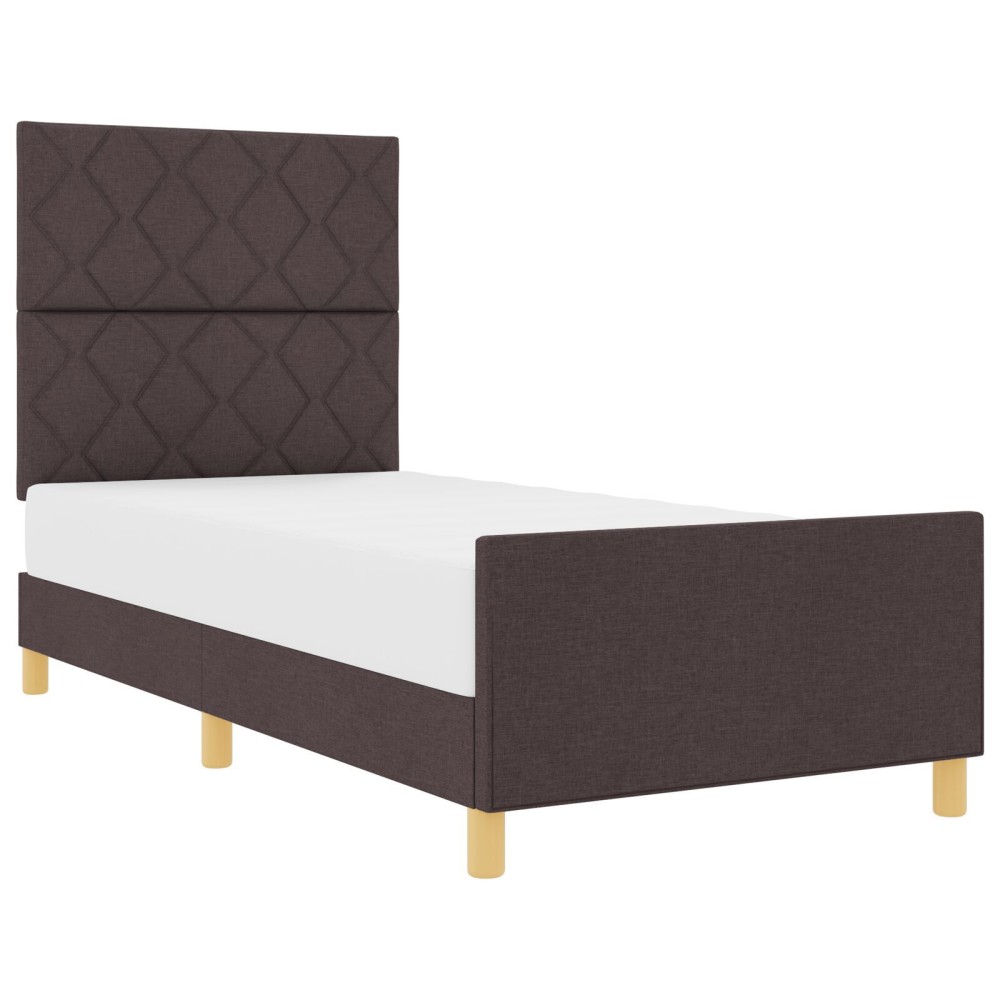 vidaXL Cadru de pat cu headboard Maro închis 90 x 200 cm țesătură