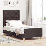 vidaXL Cadru de pat cu headboard Maro închis 90 x 200 cm țesătură vidaXL Cadru de pat cu headboard Maro închis 90 x 200 cm țesătură