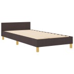 vidaXL Cadru de pat cu headboard Maro închis 90 x 200 cm țesătură vidaXL Cadru de pat cu headboard Maro închis 90 x 200 cm țesătură