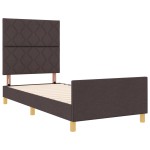 vidaXL Cadru de pat cu headboard Maro închis 90 x 200 cm țesătură vidaXL Cadru de pat cu headboard Maro închis 90 x 200 cm țesătură