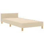 vidaXL Cadru de pat cu headboard Crem 90 x 200 cm țesătură vidaXL Cadru de pat cu headboard Crem 90 x 200 cm țesătură