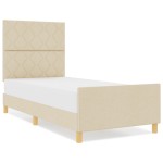 vidaXL Cadru de pat cu headboard Crem 90 x 200 cm țesătură vidaXL Cadru de pat cu headboard Crem 90 x 200 cm țesătură