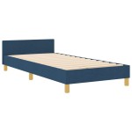 vidaXL Cadru de pat cu headboard albastru 90 x 200 cm țesătură vidaXL Cadru de pat cu headboard albastru 90 x 200 cm țesătură