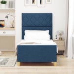 vidaXL Cadru de pat cu headboard albastru 90 x 200 cm țesătură vidaXL Cadru de pat cu headboard albastru 90 x 200 cm țesătură