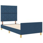 vidaXL Cadru de pat cu headboard albastru 90 x 200 cm țesătură vidaXL Cadru de pat cu headboard albastru 90 x 200 cm țesătură