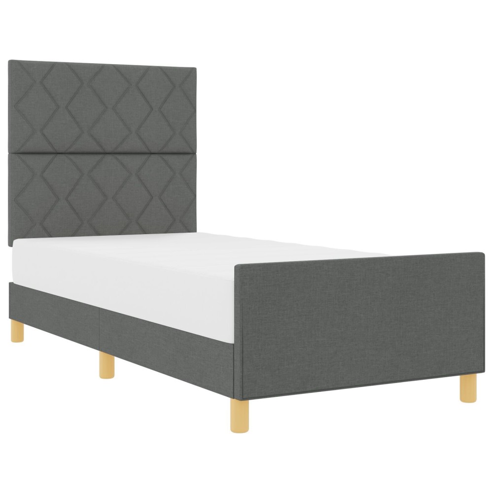 vidaXL Cadru de pat cu headboard Gri închis 100 x 200 cm țesătură