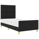 vidaXL Cadru de pat cu headboard Negru 100 x 200 cm țesătură vidaXL Cadru de pat cu headboard Negru 100 x 200 cm țesătură