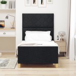 vidaXL Cadru de pat cu headboard Negru 100 x 200 cm țesătură vidaXL Cadru de pat cu headboard Negru 100 x 200 cm țesătură