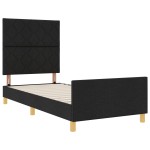 vidaXL Cadru de pat cu headboard Negru 100 x 200 cm țesătură vidaXL Cadru de pat cu headboard Negru 100 x 200 cm țesătură