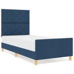 vidaXL Cadru de pat cu headboard albastru 100 x 200 cm țesătură