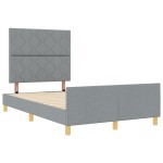 vidaXL Cadru de pat cu headboard Gri deschis 120 x 200 cm țesătură vidaXL Cadru de pat cu headboard Gri deschis 120 x 200 cm țesătură