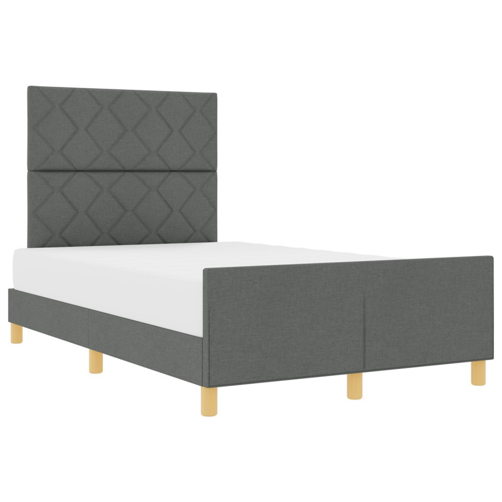 vidaXL Cadru de pat cu headboard Gri închis 120 x 200 cm țesătură