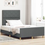 vidaXL Cadru de pat cu headboard Gri închis 120 x 200 cm țesătură vidaXL Cadru de pat cu headboard Gri închis 120 x 200 cm țesătură