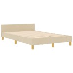 vidaXL Cadru de pat cu headboard Crem 120 x 200 cm țesătură vidaXL Cadru de pat cu headboard Crem 120 x 200 cm țesătură