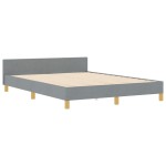 vidaXL Cadru de pat cu headboard Gri deschis 140 x 190 cm țesătură vidaXL Cadru de pat cu headboard Gri deschis 140 x 190 cm țesătură