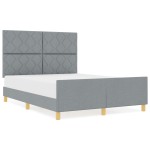 vidaXL Cadru de pat cu headboard Gri deschis 140 x 190 cm țesătură vidaXL Cadru de pat cu headboard Gri deschis 140 x 190 cm țesătură