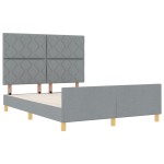 vidaXL Cadru de pat cu headboard Gri deschis 140 x 190 cm țesătură vidaXL Cadru de pat cu headboard Gri deschis 140 x 190 cm țesătură