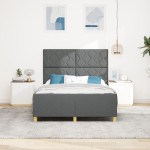 vidaXL Cadru de pat cu headboard Gri închis 140 x 190 cm țesătură vidaXL Cadru de pat cu headboard Gri închis 140 x 190 cm țesătură