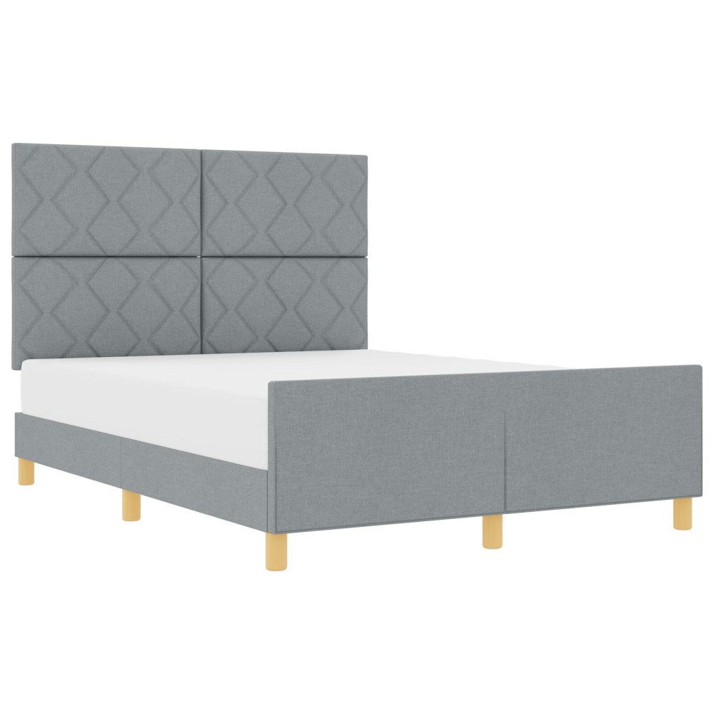 vidaXL Cadru de pat cu headboard Gri deschis 140 x 200 cm țesătură
