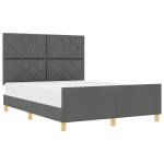 vidaXL Cadru de pat cu headboard Gri închis 160 x 200 cm țesătură vidaXL Cadru de pat cu headboard Gri închis 160 x 200 cm țesătură