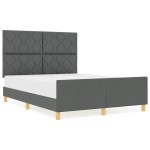 vidaXL Cadru de pat cu headboard Gri închis 160 x 200 cm țesătură vidaXL Cadru de pat cu headboard Gri închis 160 x 200 cm țesătură