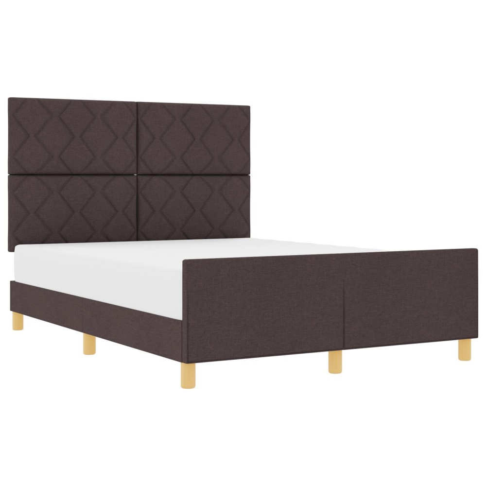 vidaXL Cadru de pat cu headboard Maro închis 160 x 200 cm țesătură