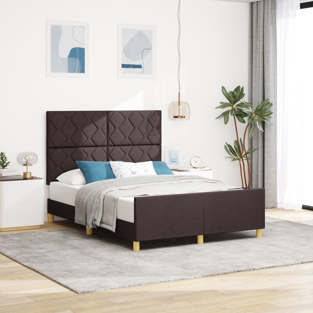 vidaXL Cadru de pat cu headboard Maro închis 160 x 200 cm țesătură