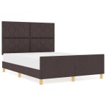 vidaXL Cadru de pat cu headboard Maro închis 160 x 200 cm țesătură