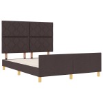 vidaXL Cadru de pat cu headboard Maro închis 160 x 200 cm țesătură