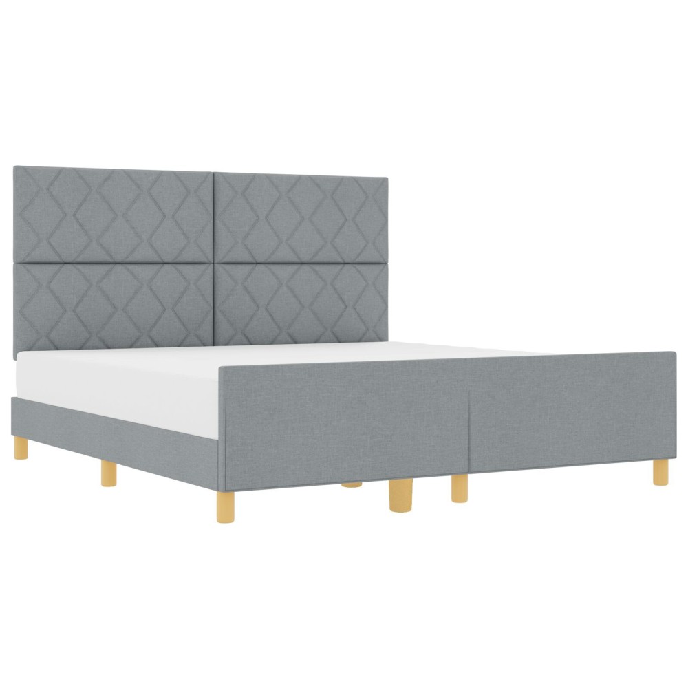 vidaXL Cadru de pat cu headboard Gri deschis 180 x 200 cm țesătură