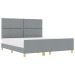 vidaXL Cadru de pat cu headboard Gri deschis 180 x 200 cm țesătură vidaXL Cadru de pat cu headboard Gri deschis 180 x 200 cm țesătură