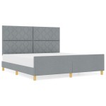 vidaXL Cadru de pat cu headboard Gri deschis 180 x 200 cm țesătură vidaXL Cadru de pat cu headboard Gri deschis 180 x 200 cm țesătură