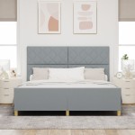 vidaXL Cadru de pat cu headboard Gri deschis 180 x 200 cm țesătură vidaXL Cadru de pat cu headboard Gri deschis 180 x 200 cm țesătură