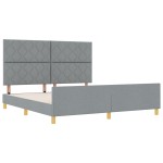vidaXL Cadru de pat cu headboard Gri deschis 180 x 200 cm țesătură vidaXL Cadru de pat cu headboard Gri deschis 180 x 200 cm țesătură