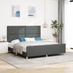 vidaXL Cadru de pat cu headboard Gri închis 180 x 200 cm țesătură vidaXL Cadru de pat cu headboard Gri închis 180 x 200 cm țesătură