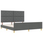 vidaXL Cadru de pat cu headboard Gri închis 180 x 200 cm țesătură vidaXL Cadru de pat cu headboard Gri închis 180 x 200 cm țesătură