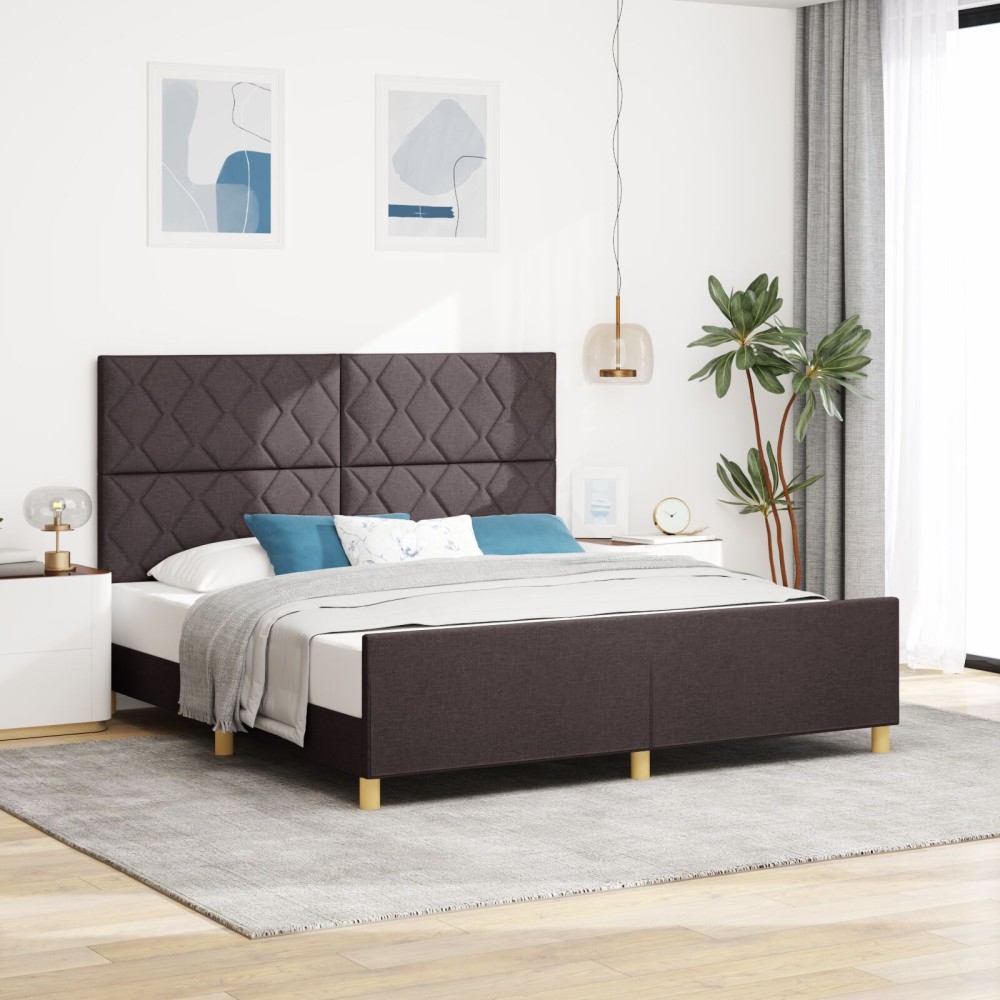 Cadru de pat vidaXL Maro Întunecat 180x200 cm Textil