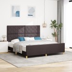 Cadru de pat vidaXL Maro Întunecat 180x200 cm Textil Cadru de pat vidaXL Maro Întunecat 180x200 cm Textil