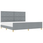 vidaXL Cadru de pat cu headboard Gri deschis 200 x 200 cm țesătură vidaXL Cadru de pat cu headboard Gri deschis 200 x 200 cm țesătură