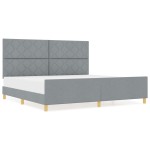 vidaXL Cadru de pat cu headboard Gri deschis 200 x 200 cm țesătură vidaXL Cadru de pat cu headboard Gri deschis 200 x 200 cm țesătură
