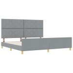 vidaXL Cadru de pat cu headboard Gri deschis 200 x 200 cm țesătură vidaXL Cadru de pat cu headboard Gri deschis 200 x 200 cm țesătură