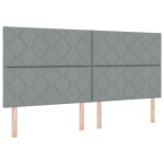 vidaXL Cadru de pat cu headboard Gri deschis 200 x 200 cm țesătură vidaXL Cadru de pat cu headboard Gri deschis 200 x 200 cm țesătură